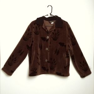 David Paul Vintage Y2K Wildlife Patterns Cropped Sherpa Shacket Women's X-Large